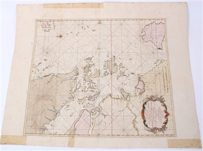 Lot 996 - Johannes Van Keulen (1654-1715), hand-coloured map - ‘Pas Kaart van de Vaar weg van Straat Blanca af totaan palo Temaon inhoutende de Straaten Drioens, Sabon, Brouwer en Sincapoera’, 1753