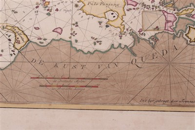 Lot 747 - Johannes Van Keulen (1654-1715), hand-coloured map - ‘Junkseilon’ (Phuket), circa 1700, 24cm x 27cm.