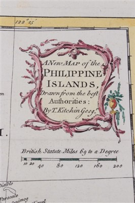 Lot 746 - Thomas Kitchin (1718-1784), hand-coloured map - ‘A new map of the Philippine Islands drawn from the best authorities’, 1760, 24cm x 18cm.