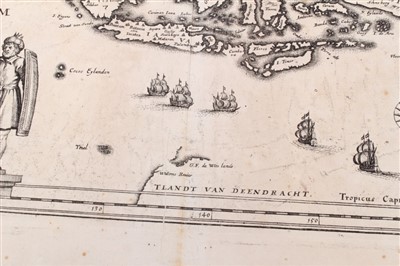 Lot 1006 - Matthaus Merrian (1593-1650), engraved map - ‘India Orientalis et Insulae Adiecentes’, 1646 (1670- 1680), 27cm x 36cm.