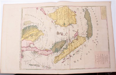 Lot 757 - Pierre Mortier (1661-1711), hand-coloured map - ‘lLe Royaume de Siam auec les Royaumes qui luy font tributaries et les Isles de Sumatra Andemaon etc.’ 1700, 79cm x 56cm.