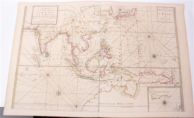 Lot 758 - Pierre Mortier (1661-1711), hand-coloured map - ‘Carte des Coates de L’Asie sue L’Ocean‘ - ‘Partie Orientalis de L’Asie sur Ocean’ (two leafs joined), 1700, 58cm x 87cm.