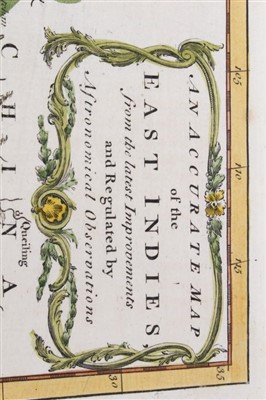 Lot 1008 - Charles Theodore Middleton, hand-coloured map - ‘An accurate map of the East Indies.’ (1777-1779), from Complete System of Geography, 20cm x 30cm.