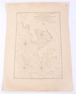 Lot 1009 - Alessandro Malaspina (18th/19th Century), engraved map - ‘Plan of the Bay of Manila in the Isle of Luconia, The Principle of the Philippine Islands’, 1798, 51cm x 34cm