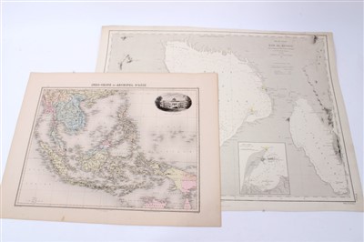 Lot 1010 - J. Migeon, coloured engraving - ‘Indo-Chine et Archipel D’Asie, 1890, 31cm x 42cm, together with Claudio Montero - ‘Baie de Manille’, 1874 (2).