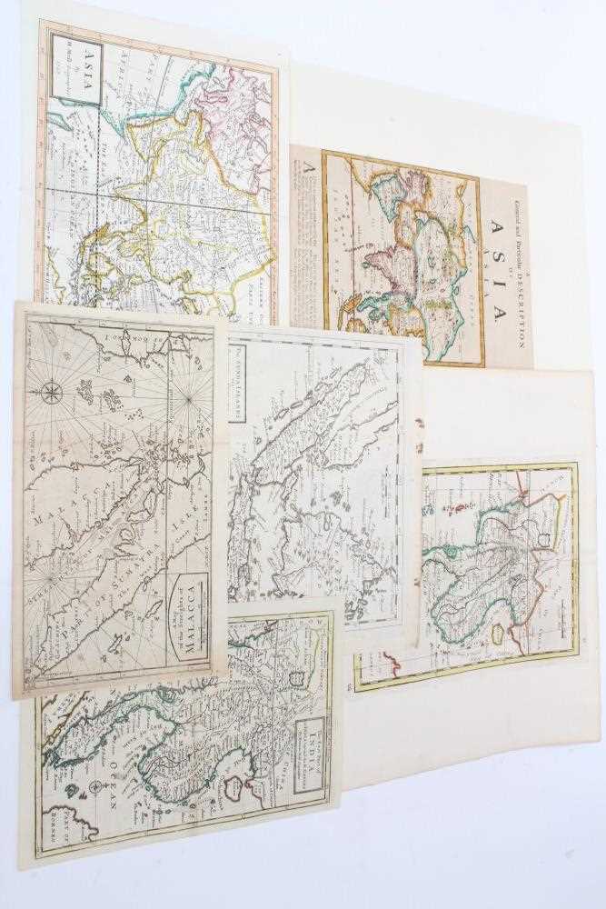 Lot 1015 - Herman Moll (d. 1732), six various hand-coloured and uncoloured small maps - including ‘The East part of India’; ‘The Sunday Islands’.; The Straits of Malacca’ ; 'Asia’ ; ‘India beyond Ganges’; ‘etc