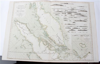 Lot 762 - Thomas Jeffries (c. 1710-1771) hand-coloured chart Straits of Malacca & Singapor’. 1778, 85 x 63cm