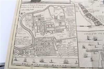 Lot 1011 - Herman Moll (d. 1732), large hand-coloured map -‘A map of East Indies.... to Ye Directors of Ye Hon.ble United East-India Company’, 1717, 62cm x 101cm.