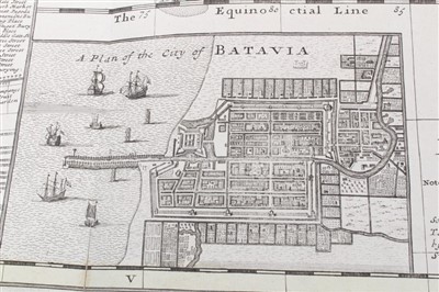 Lot 1011 - Herman Moll (d. 1732), large hand-coloured map -‘A map of East Indies.... to Ye Directors of Ye Hon.ble United East-India Company’, 1717, 62cm x 101cm.