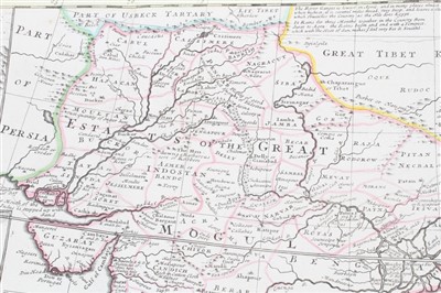 Lot 1011 - Herman Moll (d. 1732), large hand-coloured map -‘A map of East Indies.... to Ye Directors of Ye Hon.ble United East-India Company’, 1717, 62cm x 101cm.