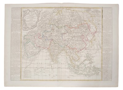 Lot 1018 - Jean Baptiste Nolin (1657-1725), hand-coloured map - ‘L’Asie’, with updates by L. Denis, 1817, 50cm x 67cm.