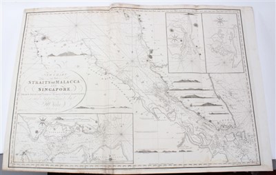 Lot 767 - John William Norie (1722-1843), engraved map - ‘A new chart of The Straits of Malacca and Singapore’, published 1820, 62cm x 92cm.