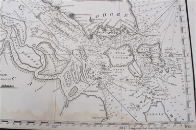 Lot 767 - John William Norie (1722-1843), engraved map - ‘A new chart of The Straits of Malacca and Singapore’, published 1820, 62cm x 92cm.