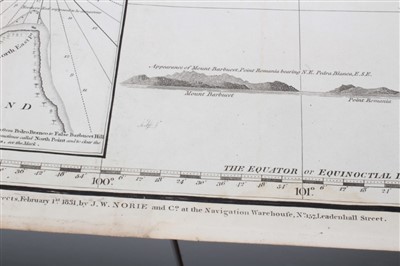 Lot 767 - John William Norie (1722-1843), engraved map - ‘A new chart of The Straits of Malacca and Singapore’, published 1820, 62cm x 92cm.