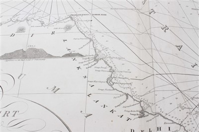 Lot 767 - John William Norie (1722-1843), engraved map - ‘A new chart of The Straits of Malacca and Singapore’, published 1820, 62cm x 92cm.