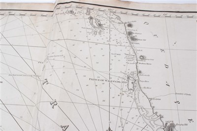 Lot 767 - John William Norie (1722-1843), engraved map - ‘A new chart of The Straits of Malacca and Singapore’, published 1820, 62cm x 92cm.