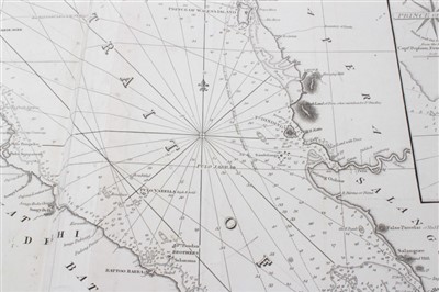 Lot 767 - John William Norie (1722-1843), engraved map - ‘A new chart of The Straits of Malacca and Singapore’, published 1820, 62cm x 92cm.