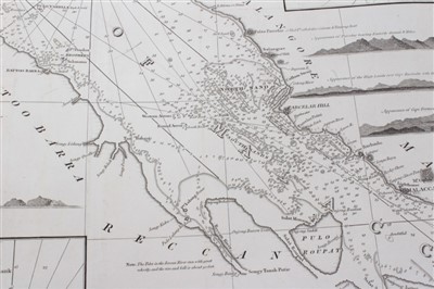 Lot 767 - John William Norie (1722-1843), engraved map - ‘A new chart of The Straits of Malacca and Singapore’, published 1820, 62cm x 92cm.