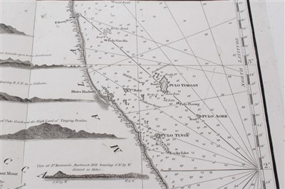 Lot 767 - John William Norie (1722-1843), engraved map - ‘A new chart of The Straits of Malacca and Singapore’, published 1820, 62cm x 92cm.