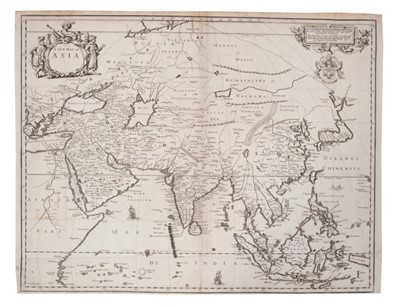 Lot 1019 - John Ogilby (1600-1676), engraved map - ‘A new map of Asia’, F. lamb sculpt. 1673, 41cm x 52cm.