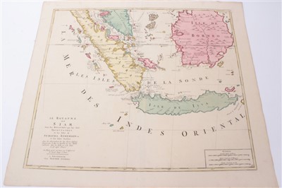 Lot 772 - Joachim Ottens (17th / 18th century), hand-coloured map - ‘Le Royaume de Siam.... Sumatra, Andermon’, 1756, 49cm x 56cm.