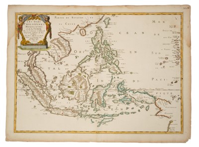 Lot 775 - Nicolas Sanson (1600-1667), hand-coloured map - ‘Les Isles Philippines, Molucques et de la Sonde’, dated 1654, 39cm x 56cm.