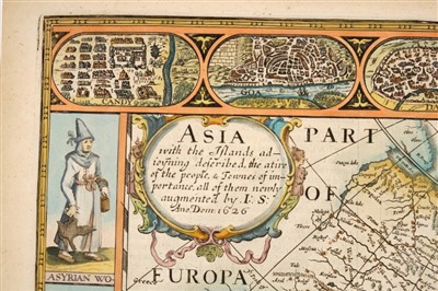 Lot 778 - John Speed (1552-1629), hand-coloured map - ‘Asia’ dated 1626, English text verso, 40cm x 52cm.