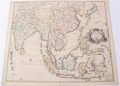 Lot 781 - John Senex (d.1740), hand-coloured map - ‘A New Map of India and China’, 1721, 50cm x 59cm