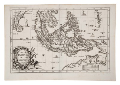 Lot 1030 - Heinrich Scherer (1628-1704), engraved map - ‘Insulae Indicae cum Terris Circumvivinis’, circa 1700, 23cm x 35cm.