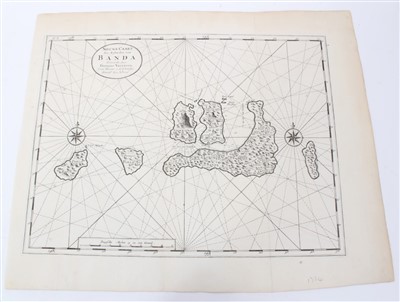 Lot 1038 - Francois Valentyn (18th century), uncoloured chart - ‘Nieuwe Caart der eylanden van Banda’.