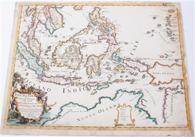 Lot 785 - Giacomo Cantelli da Vignola (1643-1695), hand-coloured map - ‘Isole Dell India’, dated 1693, 45cm x 59cm .