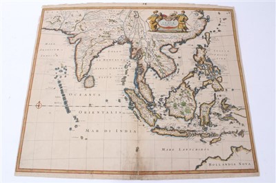 Lot 1044 - Frederick de Wit (1610-1698), hand-coloured map - ‘Tabula Indiae Orientalis’, dated 1662, 47cm x 56cm