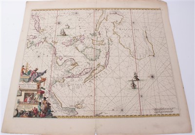 Lot 788 - Frederick de Wit (1610-1698), hand-coloured map - ‘Indiarum Orientalium...Oost Indien’, 1680, 45cm x 55cm