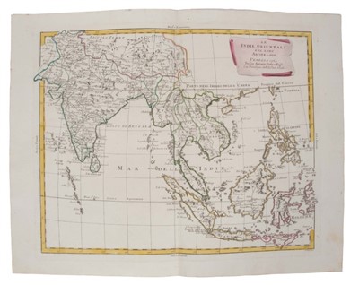 Lot 1046 - Antonio Zatta (fl. 1757-1797), hand-coloured map - ‘Indie Orientali’, published Venice 1784, 33cm x 42cm