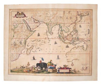 Lot 950 - Carel Allard (1648-1709), hand-coloured map - ‘Nova Tabula India Orientalis’, 1697, 45cm x 56cm.