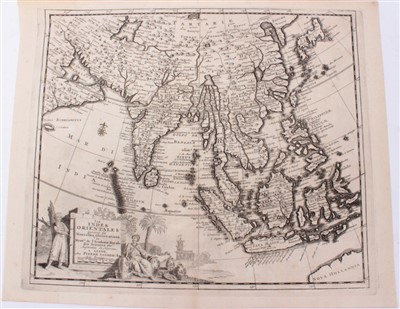 Lot 709 - Pierre van der Aa (1659-1733), engraved map - ‘Les Indes Orientales’, 29cm x 34cm, 1714, together with eight further small Far Eastern maps by the same cartographer, several coloured.