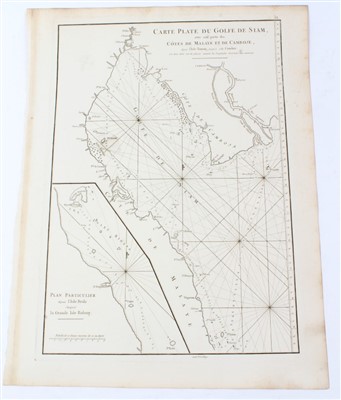 Lot 953 - Jean Baptiste Nicolas Denis Apres de Mannevillette (1707-1780), engraved chart  - ‘Carte Plate du Golfe de Siam’