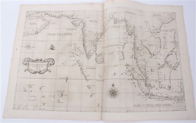 Lot 714 - Sir Robert Dudley (1574-1649) engraved chart ‘Carta prima Generelle dell Asia’, 47 x 76cm