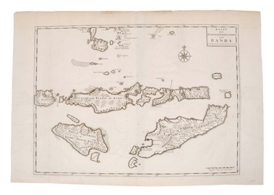 Lot 958 - Jan Van Braam (18th century), engraved map - ‘Kaart der Zuyd-Wester Eylanden van Banda’, 1724, 34cm x 47cm.