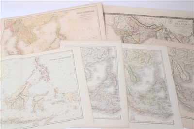 Lot 959 - Group of 19th century engraved maps - to include John Bartholomew ‘Malay or Indian Archipelago’; ‘Indian Archipelago’; Blackie & Son - three mid-19th century Far Eastern maps; Adrien Hubert Brue (1...