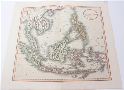 Lot 721 - John Cary (c. 1754-1835), hand-coloured map - ‘A New Map of the East Indian Isles’, dated 1801, 49cm x 55cm, together with the 1811 edition of the same map and ‘A New Map of Asia’, 1806 (3).