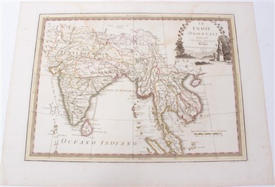 Lot 722 - Giovanni Maria Cassini (18th century), hand-coloured map - ‘Le Indie Orientale’, dated 1797, 36cm x 49cm, together with another - ‘Le Isole Della Sonda...’ (2).