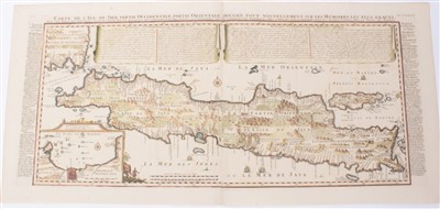 Lot 724 - Henry Abraham Chatelain (1684-1743), hand-coloured map - ‘Carte de L’ Isle de Java’, accompanying text, 1719, 39cm x 88cm.