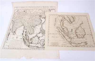 Lot 963 - Henry Abraham Chatelain (1684-1743), engraved map - ‘Carte des Indies, de la Chine...’, 1715, 51cm x 49cm, together with another - ‘La Royaume de Siam....’ (2).