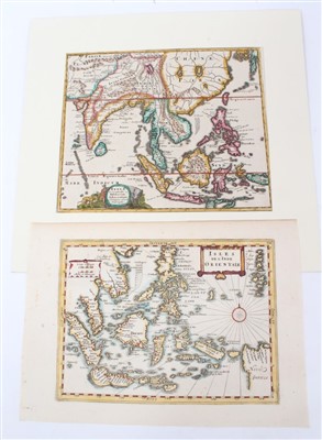 Lot 964 - Philippe Cluver (1580-1622), hand-coloured map - ‘Indiae Orientalis’, 22cm x 26cm, 1697, together with another - ‘Isles de L’ Indie Orientale’ (2).