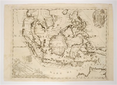 Lot 725 - Vicenzo Maria Coronelli (1650-1718), engraved map - ‘Isole dell Indie divise in Filippine, Moluccae e Della Sonda’, 1696, Latin text verso, 46cm x 61cm.