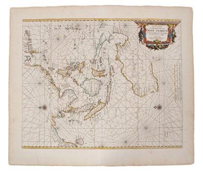 Lot 968 - Hendrik Doncker (1626-1699), hand-coloured map - ‘Oost Indien’, 1670, 43cm x 53cm.