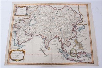 Lot 729 - Pierre Du Val (1618-1683), hand-coloured map - ‘L’ Asie’, dated 1663, 41cm x 53cm.