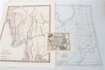 Lot 976 - Henry Gregory (18th century), engraved chart - ‘Gulph of Siam’, 1787, 53cm x 66cm, together with small hand-coloured map of Asia by John Gibson and 19th century chart - ‘Birmah, Anam & Siam, 1829 (...