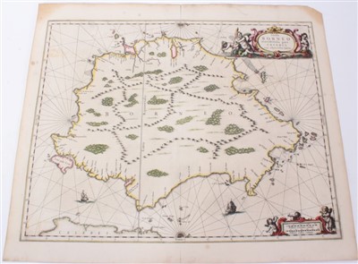 Lot 739 - Jan Jansson (1596-1664), hand-coloured map - ‘Insula Borneo’, 1657-1658, Latin text verso, 41cm x 53cm.